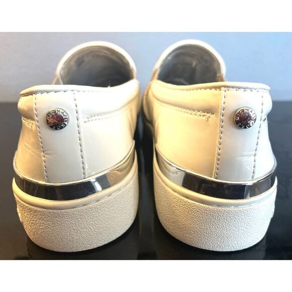 Michael KORS KYLE Grey SILVER LOGO Perforated Slip On Sneaker Shoes Size 7.5M - Picture 7 of 12